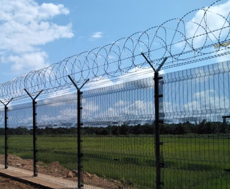 Welded wire fence close-up